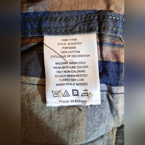 Men's Levi's Orange/Olive/Blue Flip Collared Button Down Flannel In Size 3XL - Picture 4 of 4